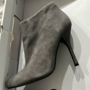 Gray suede booties